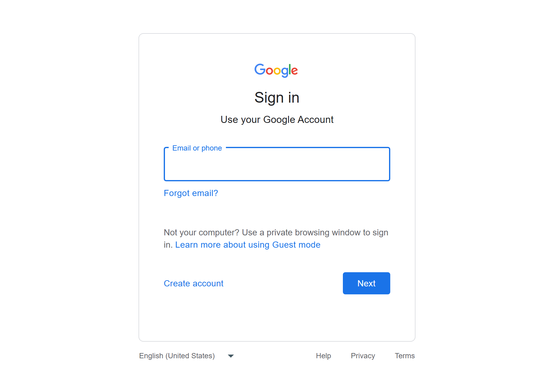 Google’s standard sign-in screen, reading “Sign in — use your Google Account”.